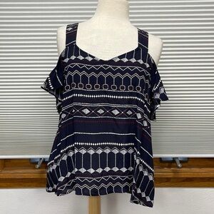 Evereve Sanctuary NWT Zulu Blue Bare Cold Shoulder Top Size Small